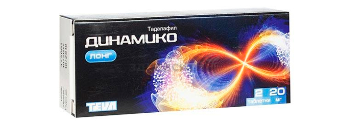 Упаковка Динамико лонг на 2 таблетки